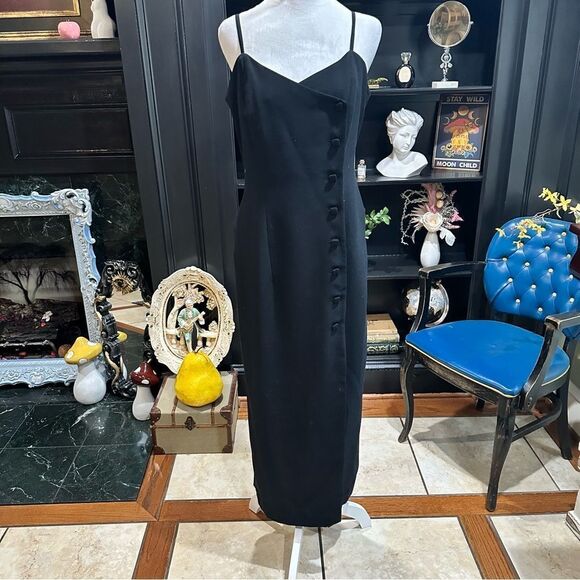 Liz Claiborne Vintage Black Midi Dress Size 10 - Picture 1 of 13